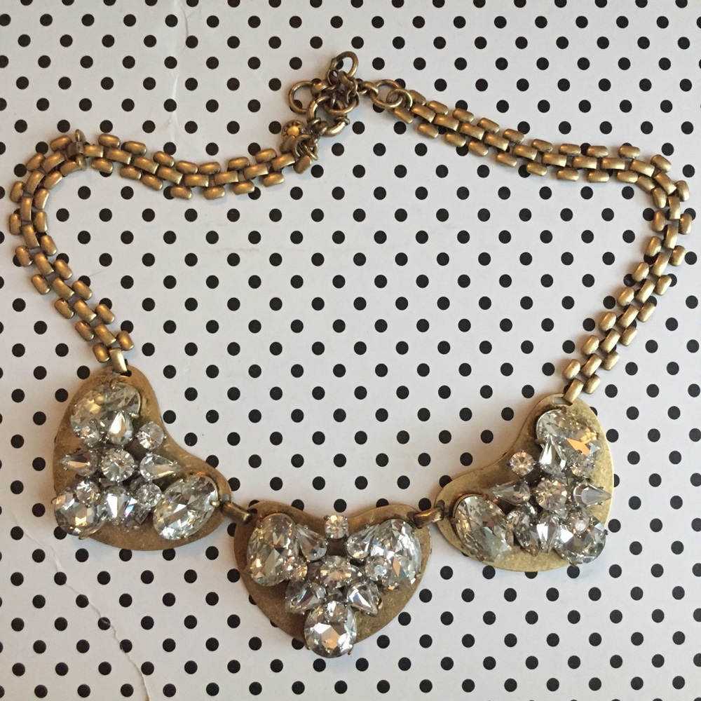 J. Crew Heart Crystal Necklace